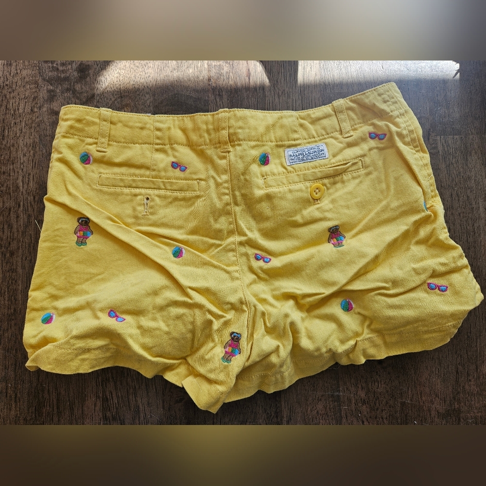 Polo by Ralph Lauren Yellow Embroidered Cotton Kids Shorts - Picture 2 of 4
